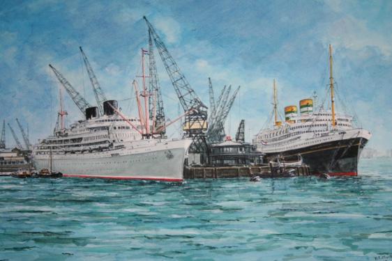m.v. Willem Ruys & s.s. Nieuw Amsterdam close-up